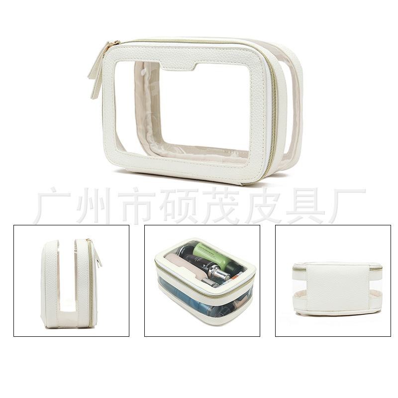 2024 nueva bolsa de cosméticos transparente TPU de alto valor bolsa de almacenamiento cuadrada de gran capacidad bolsa de lavado de viaje multifuncional