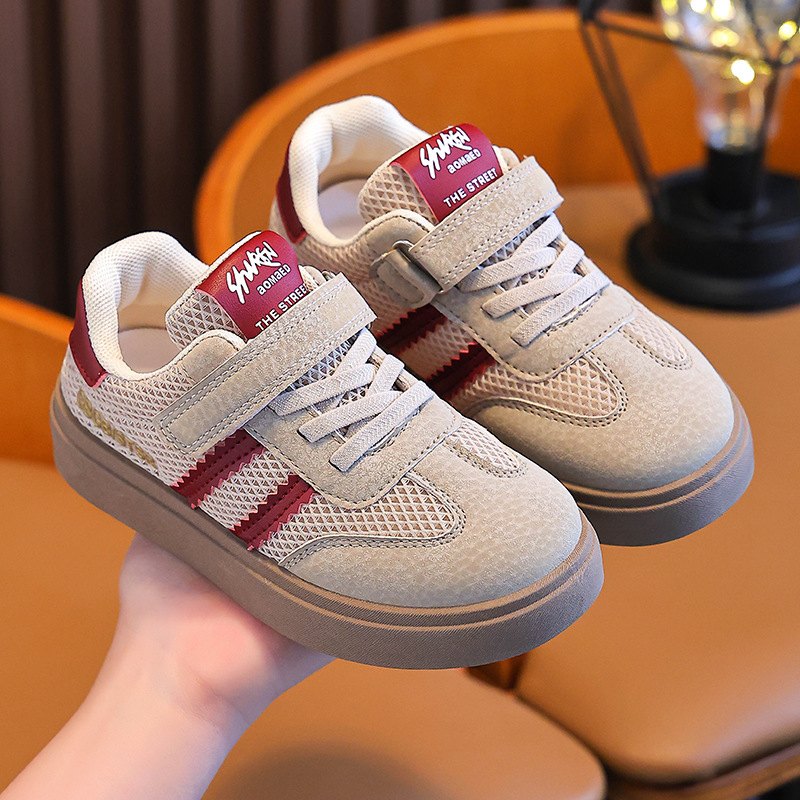 Children's Moral Training Shoes 2025 Spring and Autumn New Anti-Slip Boys' Casual Sports Shoes Mesh Breathable Girls' Leather Sneakers