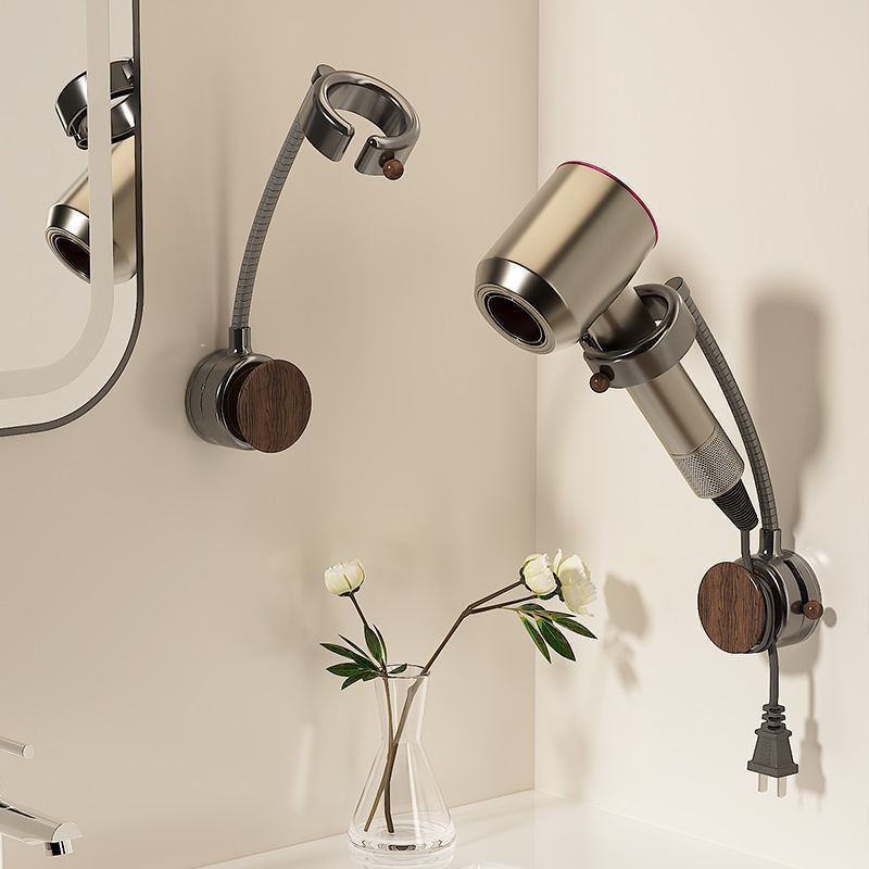 soporte de secador de pelo de ventosa sin perforación marco de almacenamiento de tubo de aire giratorio de baño tipo pared percha de secador de pelo perezoso