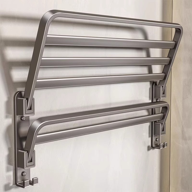 Bathroom towel rack, no-drill gunmetal storage rack, wall-mounted bath towel rack, bathroom toilet storage rack