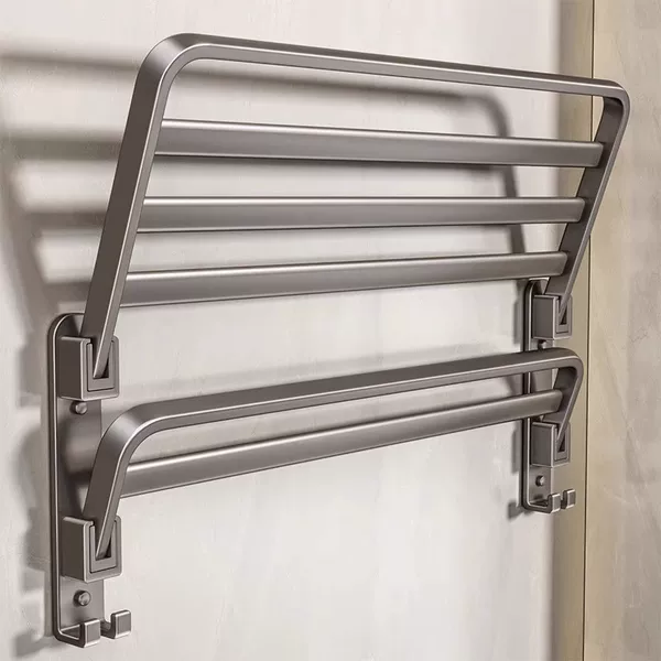 Bathroom towel rack, no-drill gunmetal storage rack, wall-mounted bath towel rack, bathroom toilet storage rack
