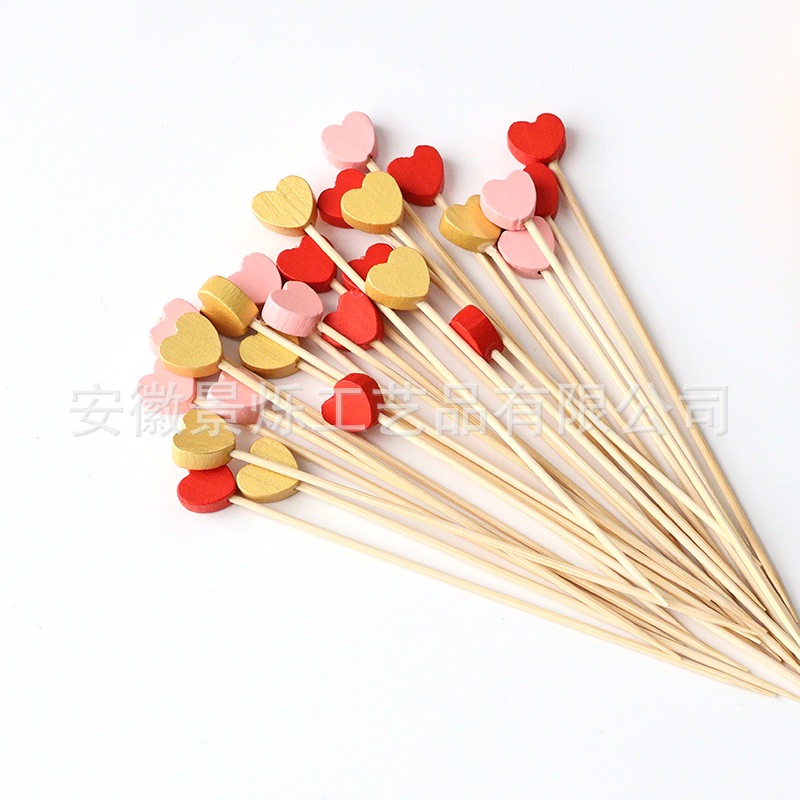 Palillos de Bambú con Corazón para Fruta para Día de San Valentín y Fiestas