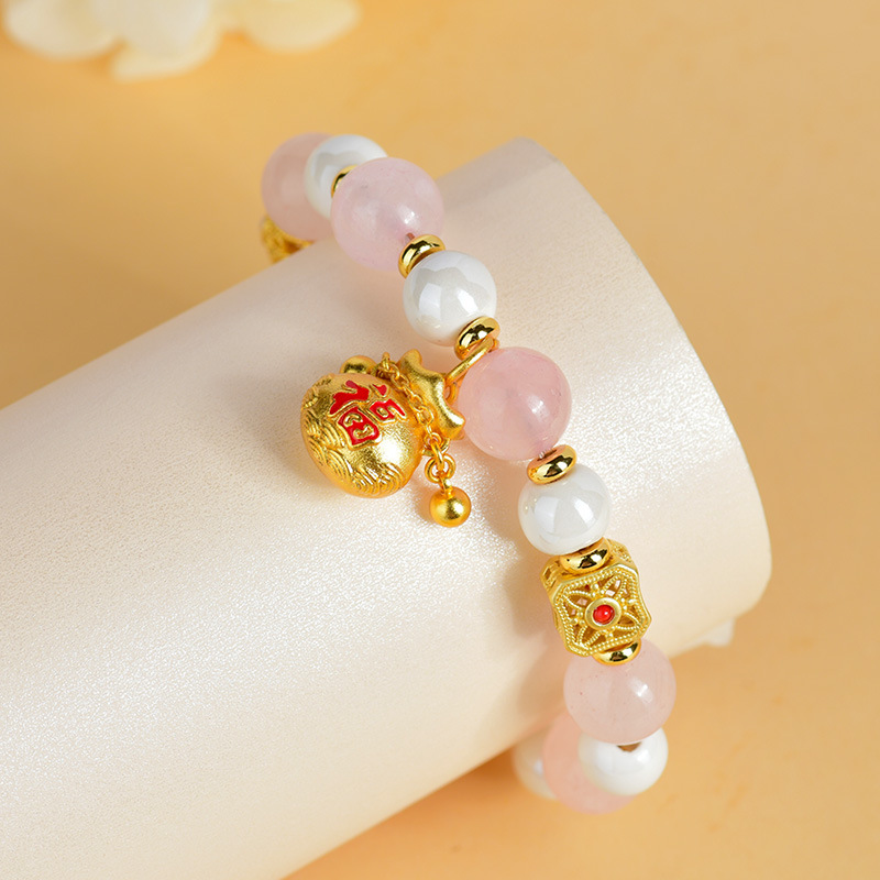 Polvo natural al por mayor cristal porcelana blanca pulseras bolsas de bendición colgante retro estilo nacional red explosión pulseras regalos de mujeres