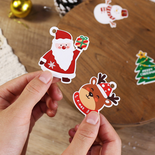Creative Christmas tags Christmas gifts candy cookies snowflake snacks packaging greeting cards decorative pendants 5 pieces