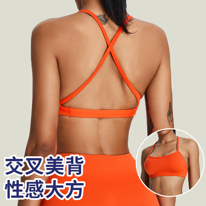 Sujetador de yoga de secado rápido sin costuras europeo y americano, ropa interior deportiva para mujer, ropa de fitness para correr, tirantes, ropa de yoga para espalda