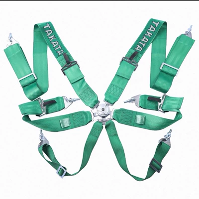 Car seat belt – four/five-point gaming seatbelt - green-six-point-type
