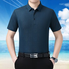 专柜正品男士polo衫2025夏季新款中年商务休闲翻领桑蚕丝男装T恤