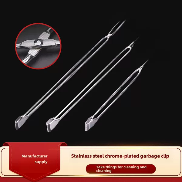 Stainless steel chrome-plated garbage clip wholesale multifunctional Sanitation garbage clip pick-up cleaning clip manufacturers