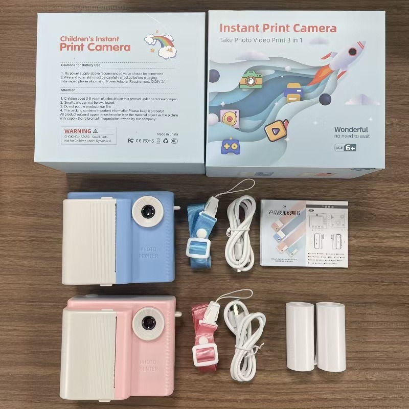 2024 New Product Cross-Border Children's Instant Print Camera 2.8inch Ips Screen 4800W High Definition Dual Camera