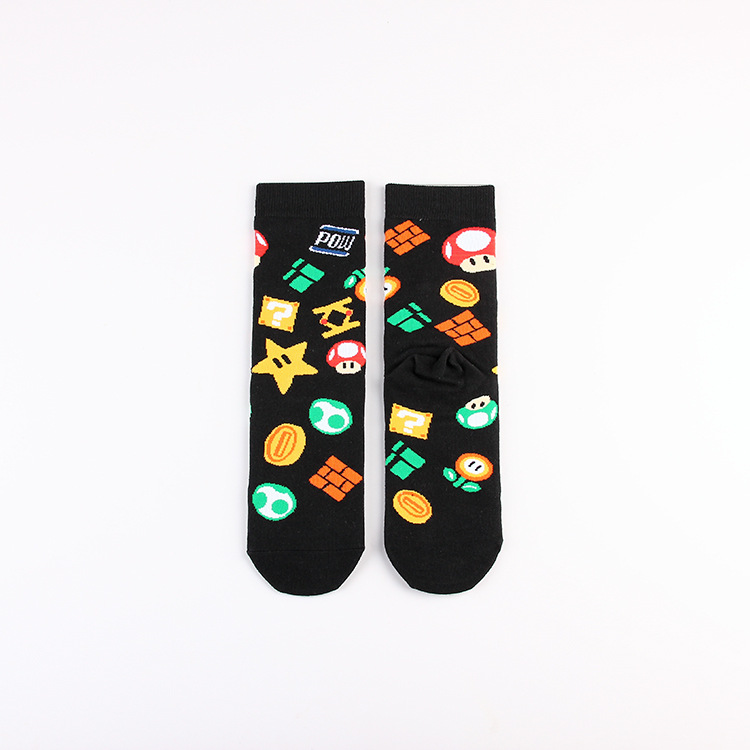 Dibujos animados juego de dibujos animados Mario Mary casual deportes jacquard pareja de algodón de mujer calcetines de media pantorrilla calcetines de moda de hombre medias