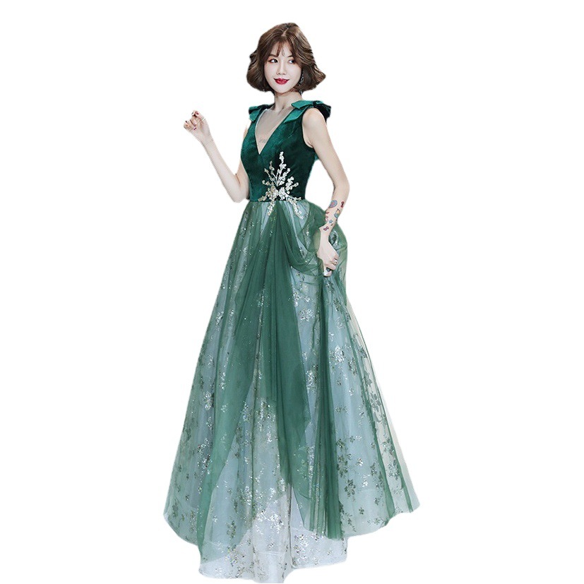 Vestido de noche verde elegante y sexy para mujer, nuevo diseño 2026, ideal para exámenes de arte y anfitrionas de graduaciones. image 1