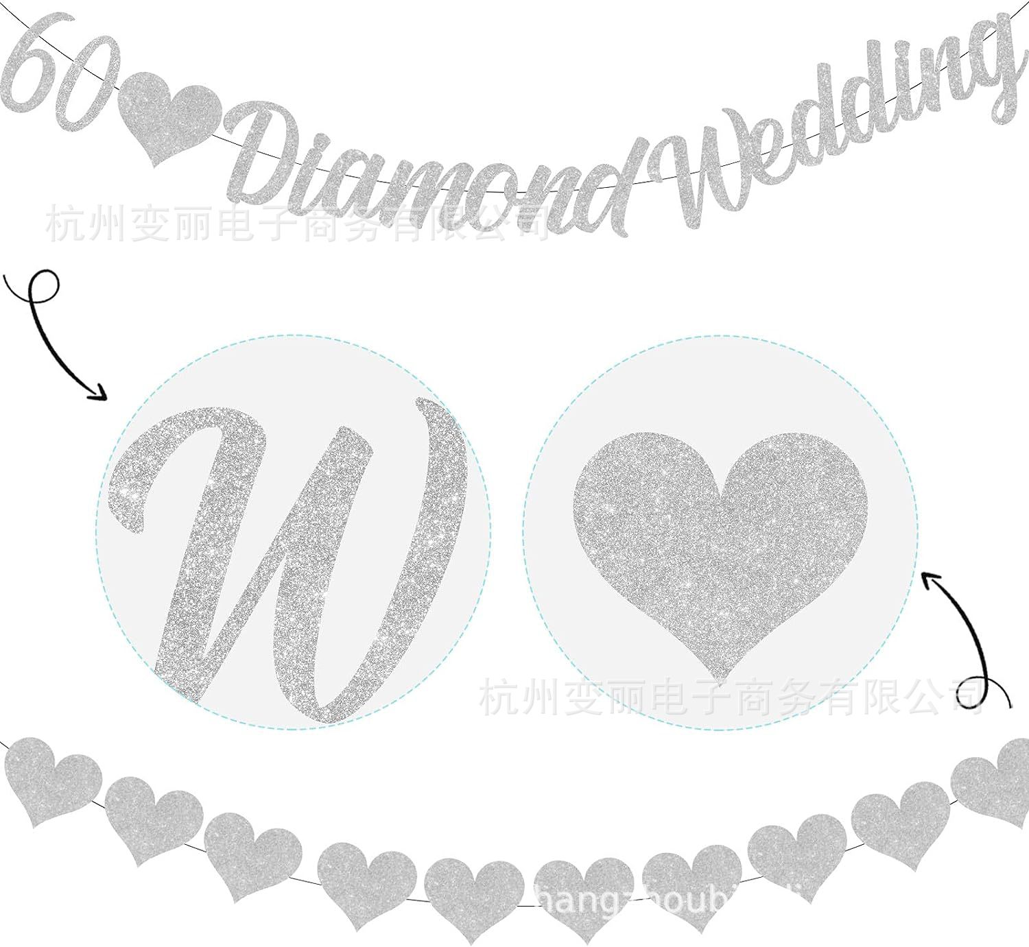 Transfronterizo 60 aniversario boda conmemorativa flash carta tirar bandera 50 oro boda aniversario decoración Fondo personalización