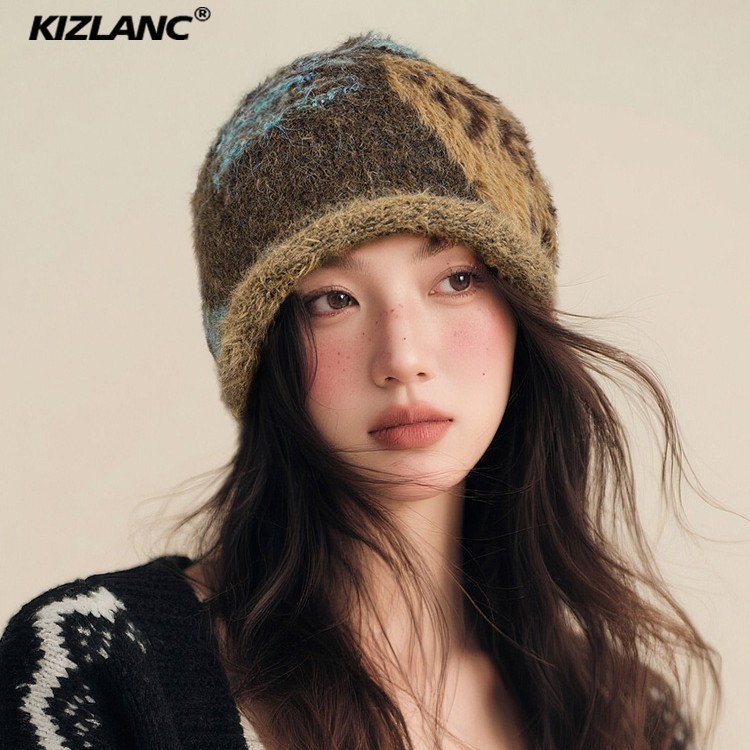 小众设计款原创杂色羊毛针织帽女秋冬季显脸小保暖毛线大头包头帽|undefined
