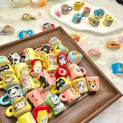 ミニセラミックカップ手描きペンダントアクセサリー手作り DIY 素材ペンダントネックレスアクセサリーセラミック小物