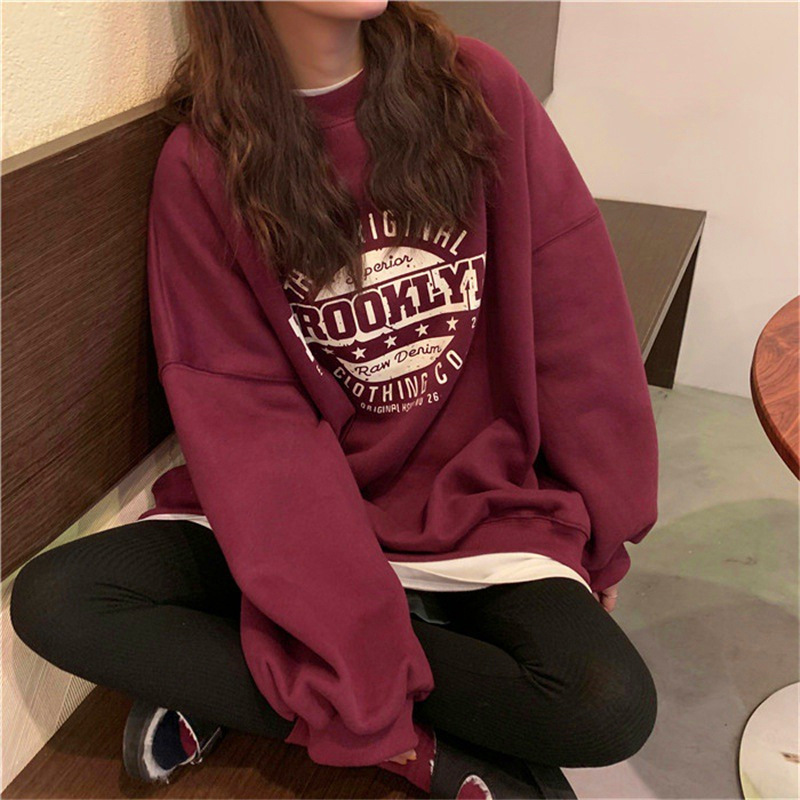 Sudadera para mujer, otoño 2026, nueva chaqueta fina sin capucha, estilo Harajuku versátil, top holgado para estudiantes