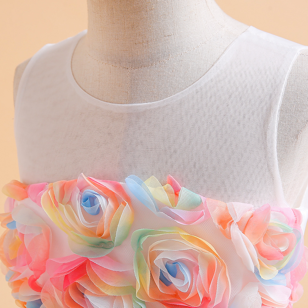 Vestido de niña estilo europeo y americano 2026, modelo de falda de pastel para pasarela, vestido de princesa para niña de las flores en bodas.