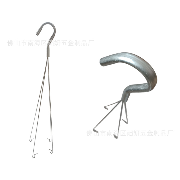 园林园艺铁艺花盆悬挂式套管直线挂勾 垂吊花盆吊钩 四组合镀锌色