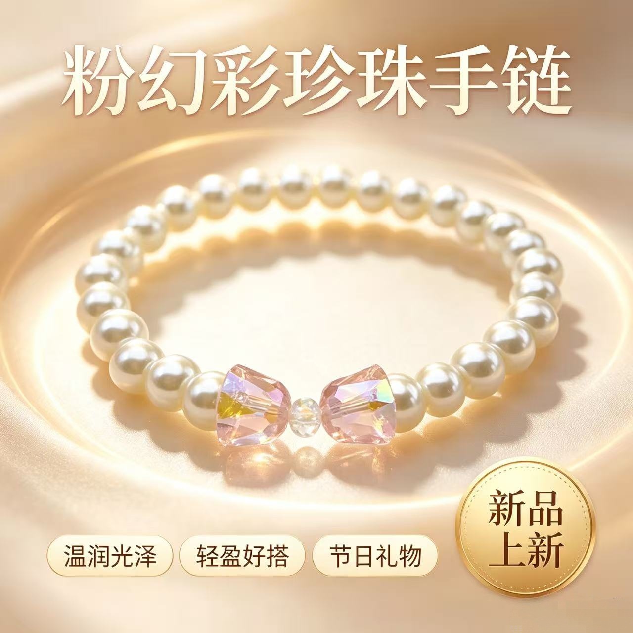 Imitation Pearl 6mm Crystal Beaded Bracelet for Women, Stackable Friendship Bracelet, Light Luxury Niche Exquisite Bracelet