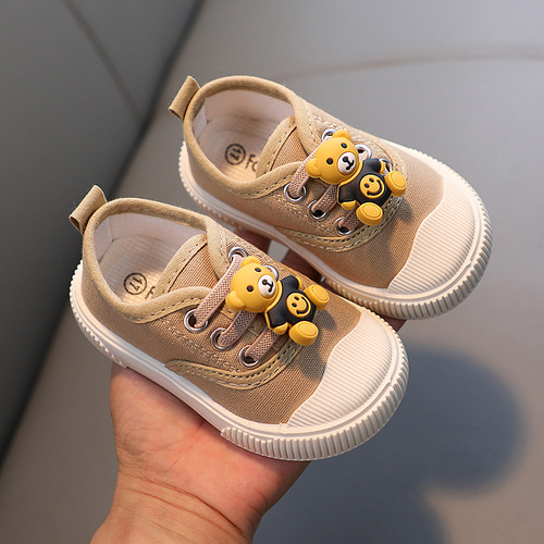  Spring and Autumn Baby Shoes Cartoon Bear Soft Sole Toddler Shoes Men's and Women's Shoes Infant Shoes Canvas Shoes