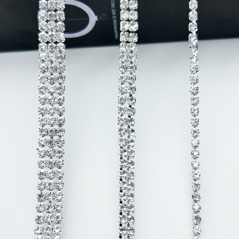 Chain de garra de diamante galvanizado intensivo plata cadena de perforación ropa bolsas diy barras de perforación accesorios accesorios de perforación de garra al por mayor