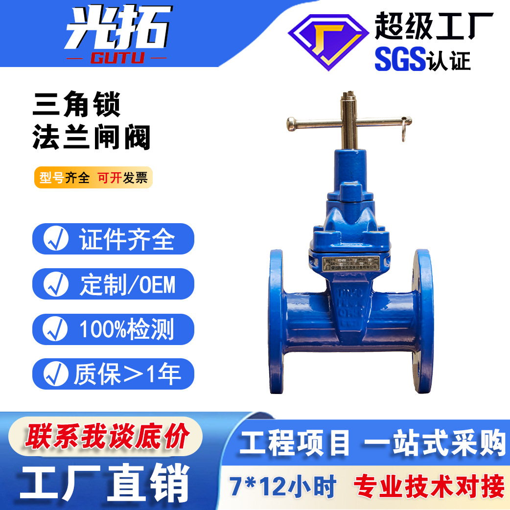 锁闭闸阀 闸阀dn100 球墨铸铁铁软密封法兰闸阀量大从优
