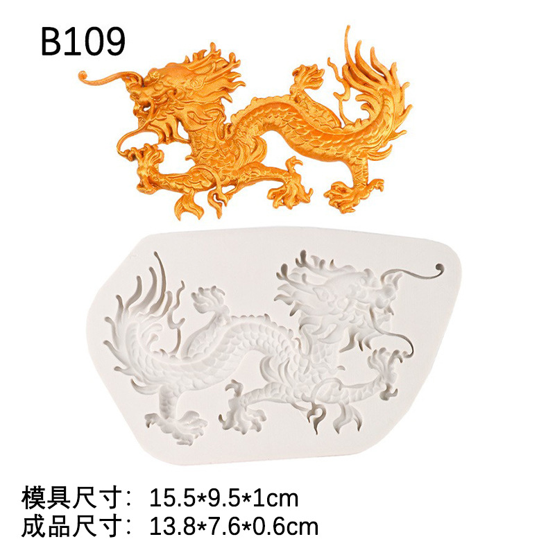 Molde de silicona tótem de dragón de estilo chino múltiple patrón de estilo chino Borde de pastel de dragón Fondant molde de chocolate para hornear