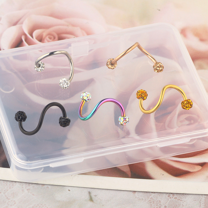 New Korean Geometric Star Stainless Steel Ear Stud 16G S Rod Body Piercing Jewelry detail image 16