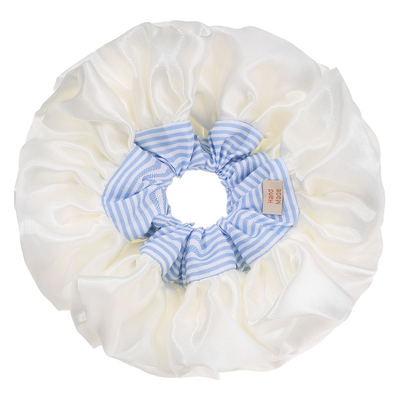 Chica de ballet collar de cabello collar de cabello de encaje a rayas azules de gran tamaño de alta sensación japonesa collar de cabello de cabello dulce