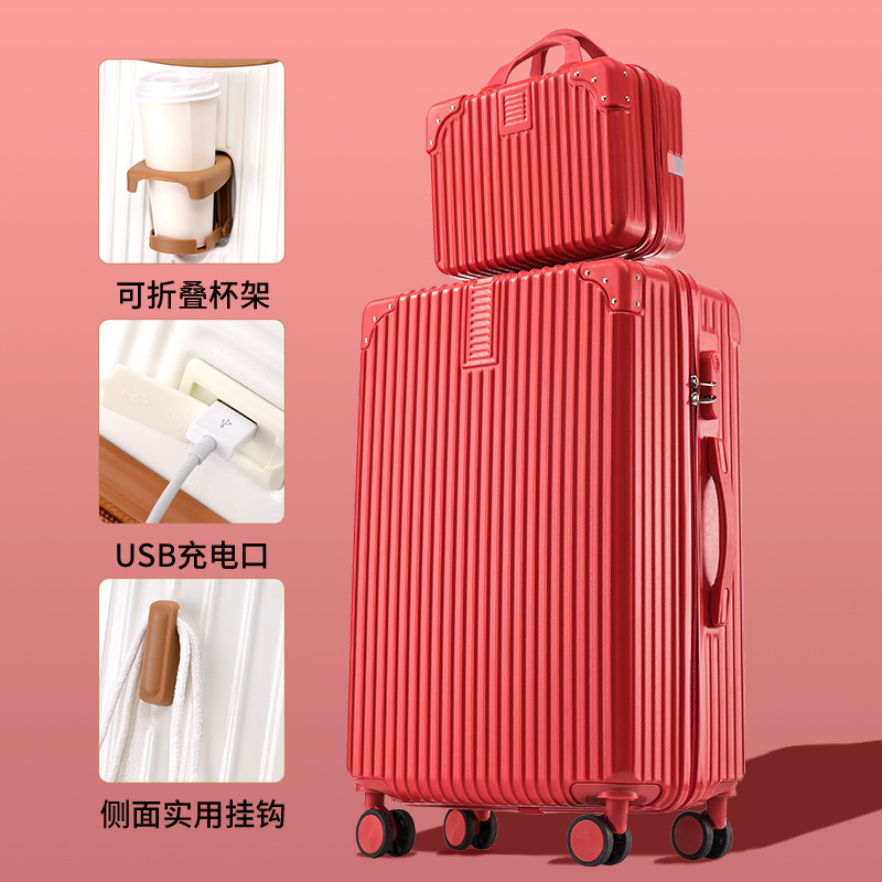 Equipaje femenino redins retro pequeño maleta de viaje universal rueda contraseña caja de cuero 26 pulgadas resistente y duradero