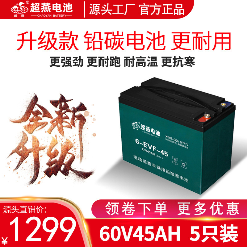 厂家直销现货60V45A 5只装 三轮车电池 升级款大容量