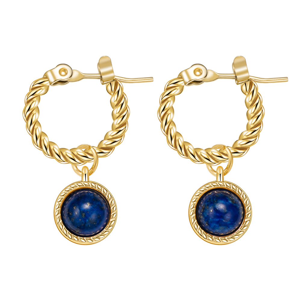 Ins Palace Titane Acier Anneau Ornement Haute Qualité Lumière De Luxe Petit Bleu Or Pierre Collier_voghion.com