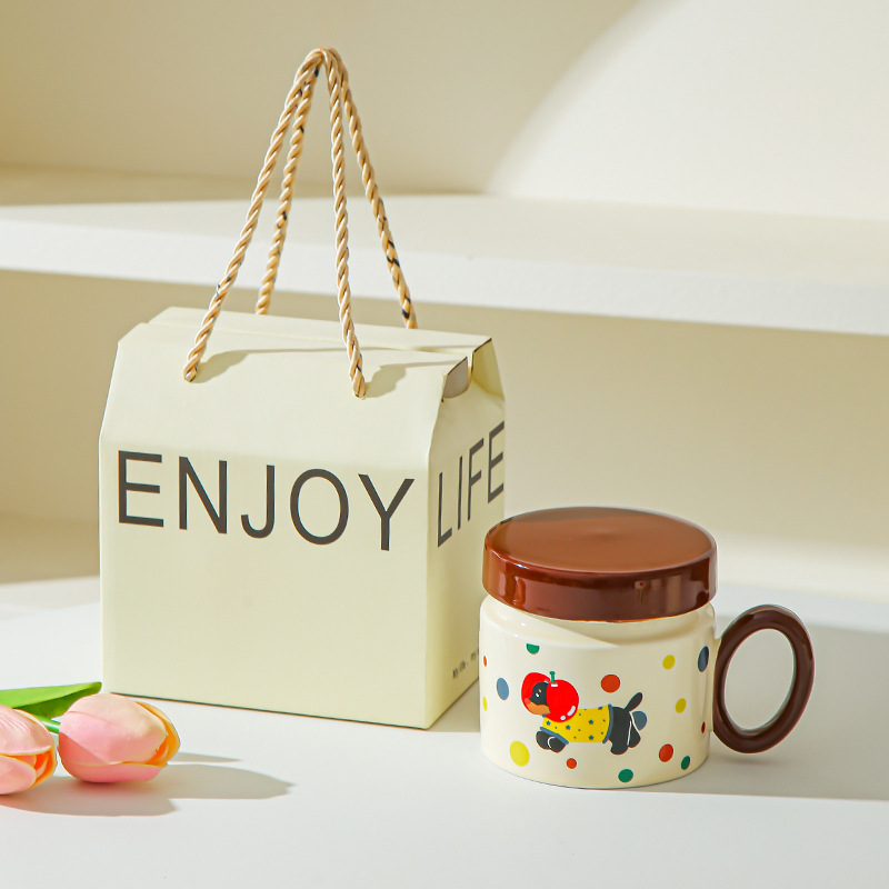 Taza de perro salchicha para chicas lindas tazas de agua caseras nuevas tazas de café de desayuno tazas de cerámica de café pareja