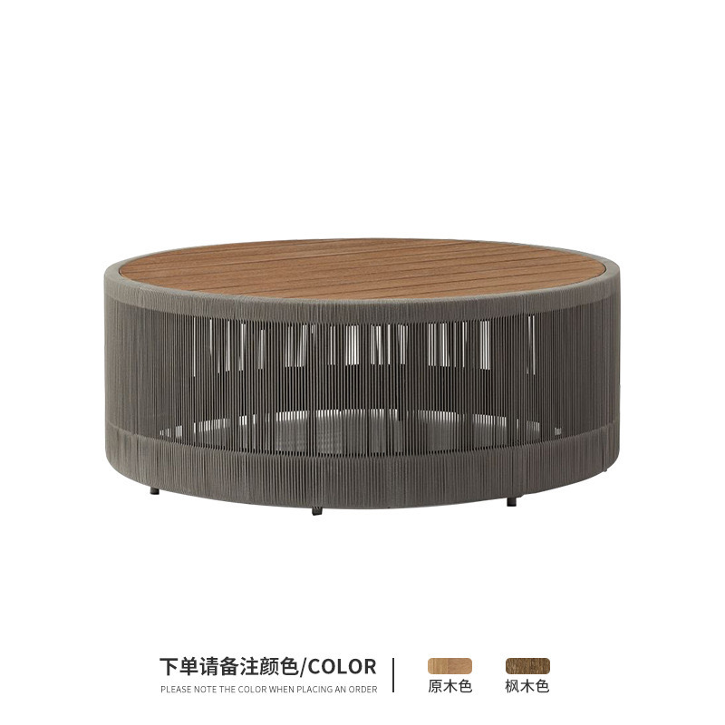 Sofá al aire libre de teca, patio, balcón, ocio, combinación de ratán de madera maciza, terraza de villa al aire libre, silla de ratán impermeable y de protección solar