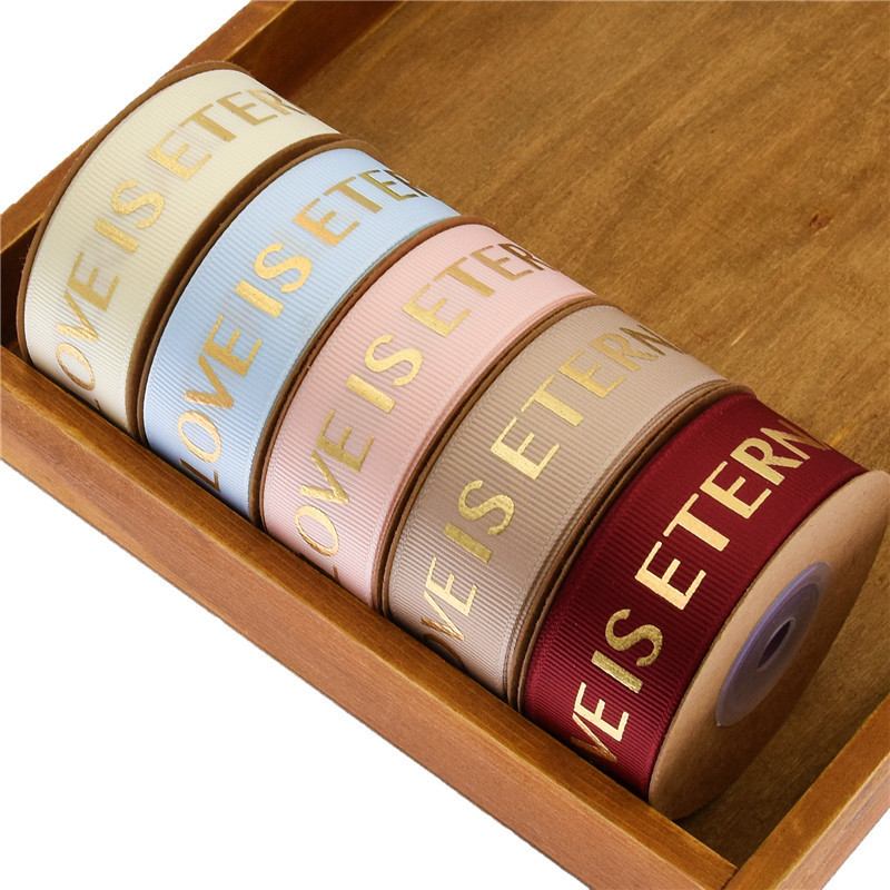 Transfronterizo nuevo estriado impresión amor eterno flor decoración pastel embalaje material de accesorios para el cabello cinta 10 metros