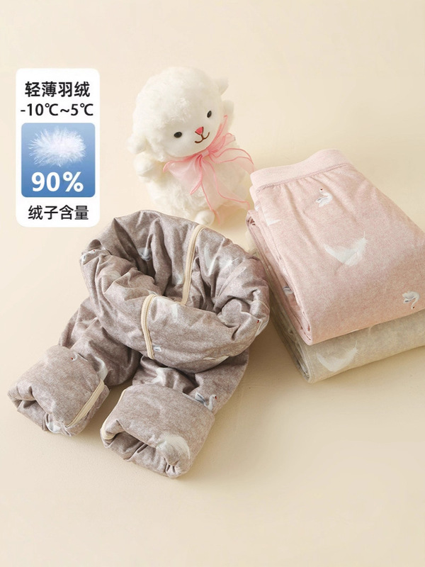 90白鸭绒儿童羽绒裤内胆男童冬季防寒内穿保暖裤女童加厚打底棉裤|undefined