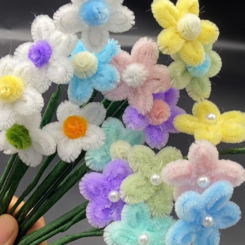 작은 데이지 완성품 트위스트 스틱 꽃 완성품 수제 꽃 시뮬레이션 꽃 소재와 시뮬레이션 작은 데이지 가짜 꽃 소재