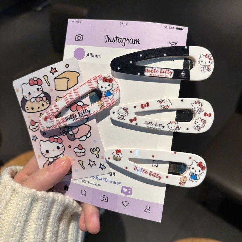 ガーリーハート ハローキティ ウォータードロップ BBクリップ 楽しいヘアクリップ 前髪サイドクリップ 多用途 小さくて爽やかなヘアアクセサリー 女性用|undefined