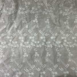 无孔全棉刺绣蕾丝布料 ins风纯棉提花面料 童装服装棉布绣花布