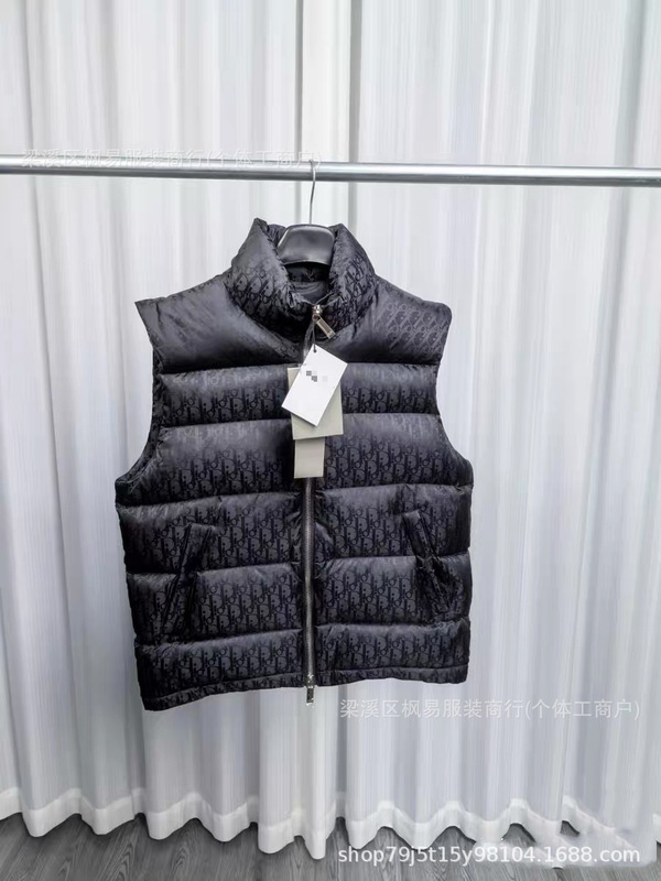 秋冬爆款 D家立领拉链满印提花加厚男女同款马甲棉服保暖抗冷御寒|undefined