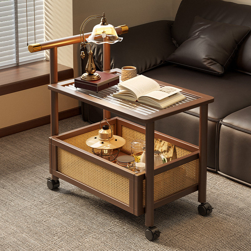 Mobile Trolley, Second-Hand Coffee Table, Sofa Side Cabinet, Table, Retro Small Bedside Table, Wheeled Snack Rack