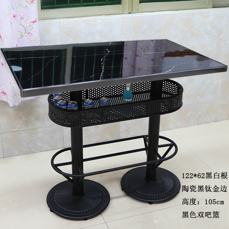 大理石の高いバーのテーブルと椅子の組み合わせ岩板石英石の高足テーブルは静かにしましょうKTV散台テーブルと椅子|undefined
