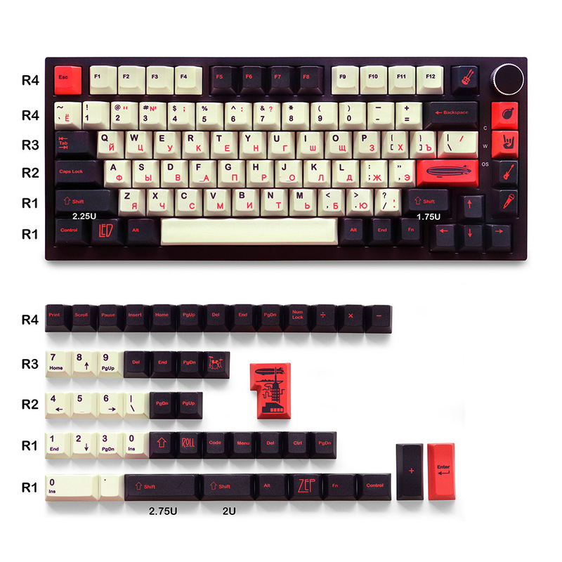 Russian Gmk Led Zep Zeppelin Keycaps, Dye-Sublimated Pbt, Original Height Profile, Highly Compatible with Cross-Axis Mechanical Keyboards Russian Gmk Led Zep Zeppelin Keycaps, Dye-Sublimated Pbt, Original Height Profile, Highly Compatible with Cross-Axis Mechanical Keyboards