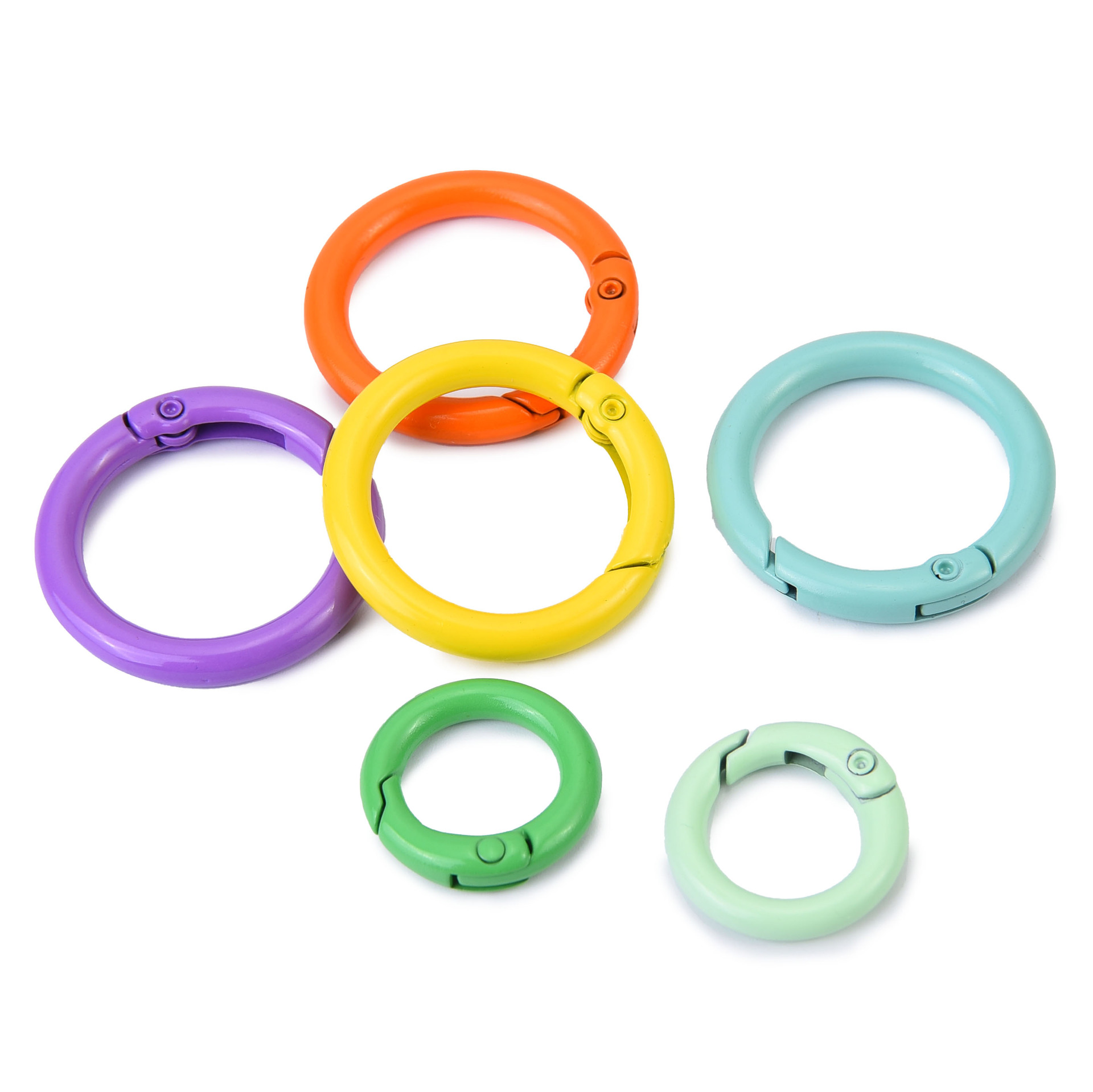 Colorful Painted Open Spring Ring Zinc Alloy Keychain Pendant DIY Jewelry Accessories Spring Clasp Bag Hook