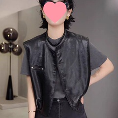 复古皮马甲女短款秋季新款韩版时尚休闲机车服坎肩马夹外套