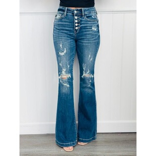 P 11613 Button Fly Flared Jeans �ſ�����ѝ �羳�W�����R�d��