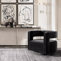 美式復古臥室家用休閒椅現代簡約輕奢白色亞麻布藝單人洽談沙發椅