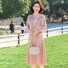 一件代发新中式国风妈妈夏装短袖套装连衣裙2025新款中年女装洋气