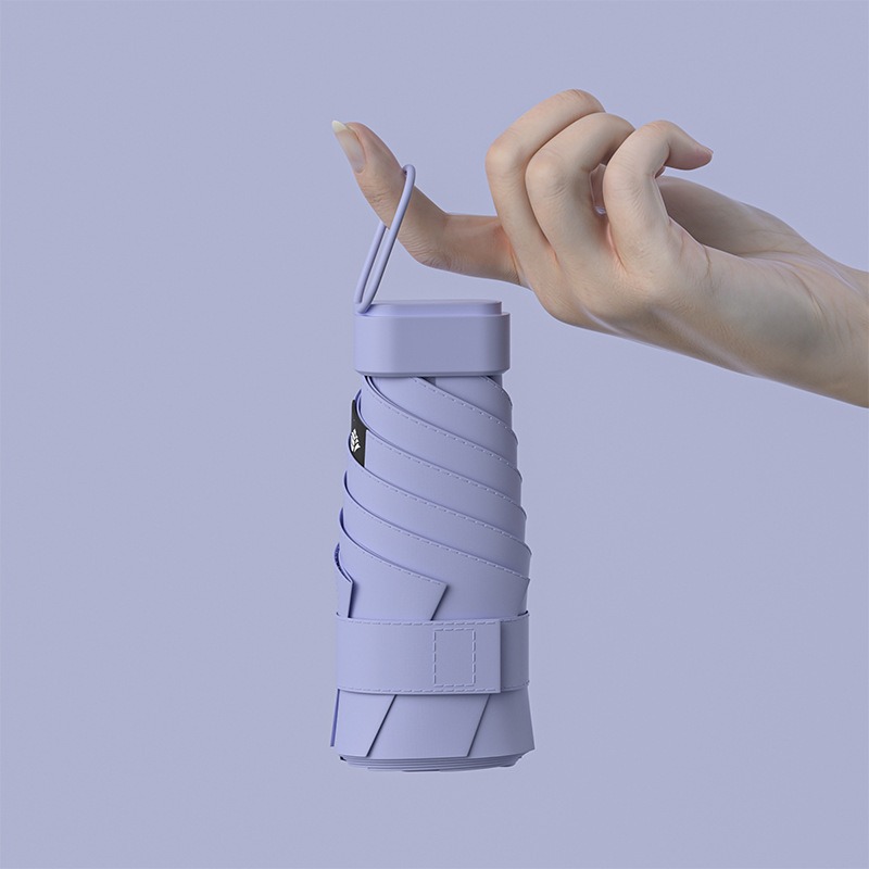 Paraguas de protección solar de vinilo creativo mini paraguas de seis pliegues paraguas de cápsula de bolsillo pequeño para mujer lluvia y lluvia paraguas de sol de doble uso