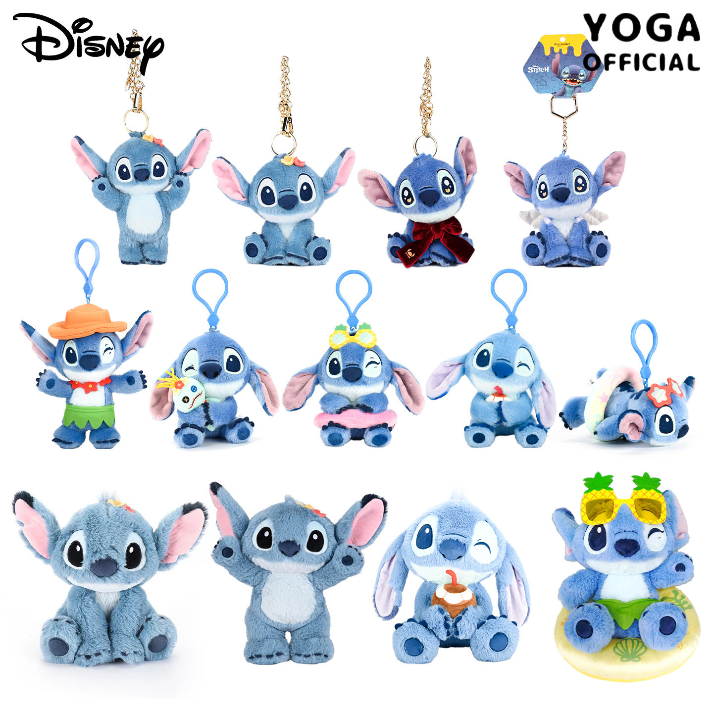 正版迪士尼星际宝贝史迪奇夏日系列毛绒公仔挂件可爱卡通玩偶挂饰