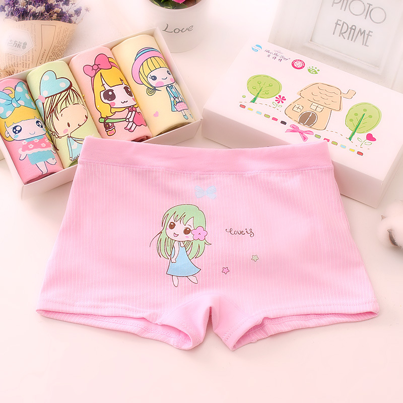 Children's underwear pure girls cotton cartoon flat angle baby underwear little girl four corner pants factory one-piece dropshipping
